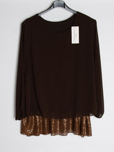 Chiffon bluse m. Paillet bund - Brystmål 130 cm. - Ingen returret - ITNOV24